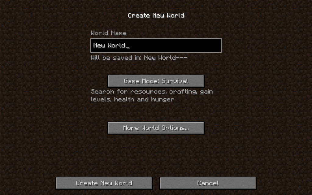 Minecraft New World Screen - Minecraft Training Tutorial