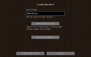 Minecraft New World Screen